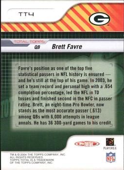 2004 Topps Total - Total Topps #TT4 Brett Favre Back