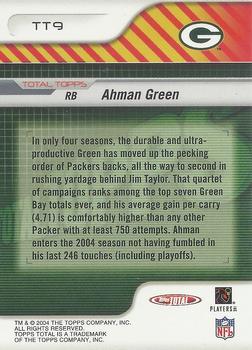 2004 Topps Total - Total Topps #TT9 Ahman Green Back