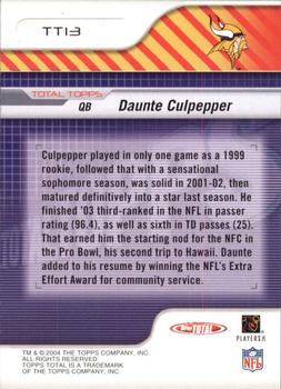 2004 Topps Total - Total Topps #TT13 Daunte Culpepper Back