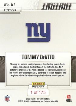 2023 Panini Instant NFL #61 Tommy DeVito Back