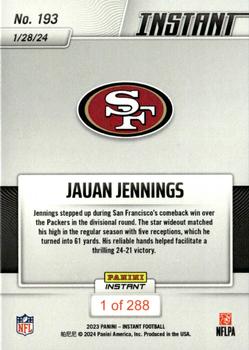 2023 Panini Instant NFL #193 Jauan Jennings Back