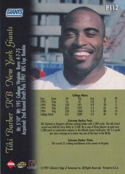 1997 Collector's Edge Extreme - Foil #P112 Tiki Barber Back