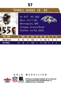 2004 Ultra - Gold Medallion #57 Terrell Suggs Back