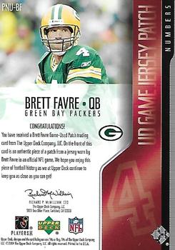 2004 Upper Deck - UD Game Jersey Patches Numbers #PNU-BF Brett Favre Back