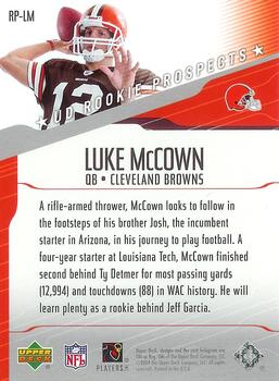 2004 Upper Deck - UD Rookie Prospects #RP-LM Luke McCown Back