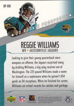 2004 Upper Deck - UD Rookie Prospects #RP-RW Reggie Williams Back