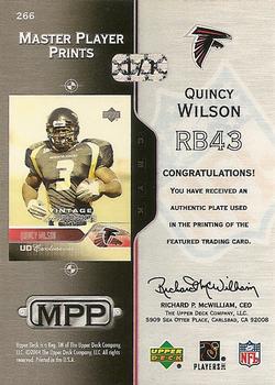 2004 Upper Deck - UD Exclusives Vintage Printing Plates Cyan #266 Quincy Wilson Back