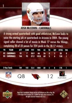 2004 Upper Deck Foundations - Exclusive Gold #1 Josh McCown Back
