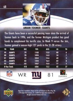 2004 Upper Deck Foundations - Exclusive Gold #68 Amani Toomer Back