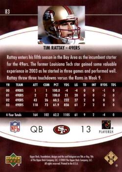 2004 Upper Deck Foundations - Exclusive Rainbow Silver #83 Tim Rattay Back