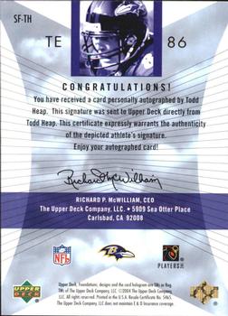 2004 Upper Deck Foundations - Signature Foundations #SF-TH Todd Heap Back