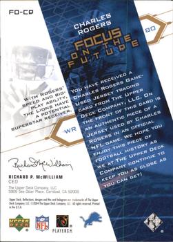 2004 Upper Deck Reflections - Focus on the Future Jerseys Gold #FO-CR Charles Rogers Back