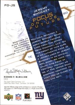 2004 Upper Deck Reflections - Focus on the Future Jerseys Gold #FO-JS Jeremy Shockey Back
