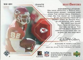 2004 Upper Deck Reflections - Select Swatch #SS-DH Dante Hall Back
