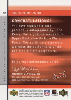 2004 Upper Deck Rookie Premiere Box Set - Autographs #PE-A Chris Perry Back