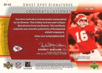 2004 Upper Deck Sweet Spot - Signatures #SS-LD Len Dawson Back