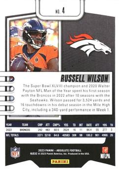 2023 Panini Absolute #4 Russell Wilson Back