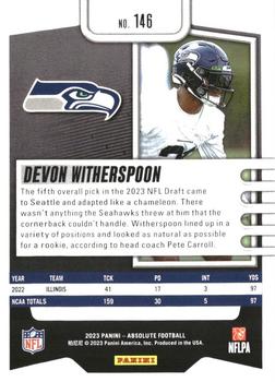 2023 Panini Absolute #146 Devon Witherspoon Back