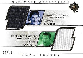 2004 Upper Deck Ultimate Collection - Game Jersey Duals Gold #UGJ2-CF David Carr / Brett Favre Front