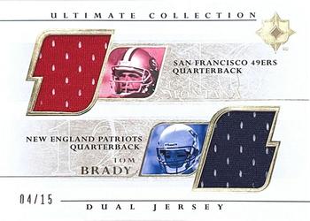 2004 Upper Deck Ultimate Collection - Game Jersey Duals Gold #UGJ2-MB Joe Montana / Tom Brady Front