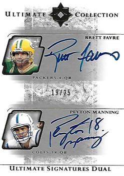 2004 Upper Deck Ultimate Collection - Ultimate Signatures Duals #US2-FM Brett Favre / Peyton Manning Front
