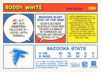 2005 Bazooka - Blue #196 Roddy White Back