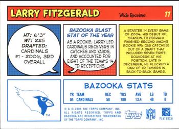 2005 Bazooka - Blue #11 Larry Fitzgerald Back