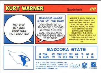 2005 Bazooka - Blue #22 Kurt Warner Back