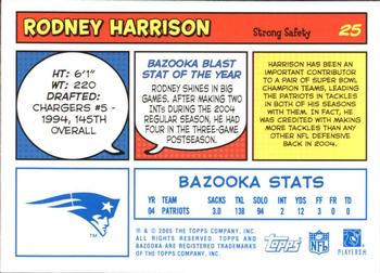 2005 Bazooka - Blue #25 Rodney Harrison Back