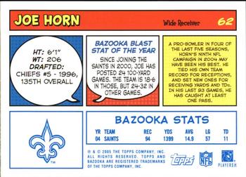 2005 Bazooka - Blue #62 Joe Horn Back