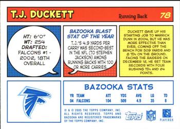 2005 Bazooka - Blue #78 T.J. Duckett Back