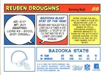 2005 Bazooka - Blue #89 Reuben Droughns Back