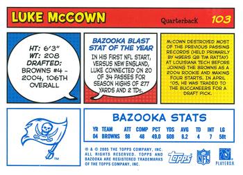 2005 Bazooka - Blue #103 Luke McCown Back