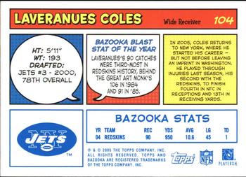 2005 Bazooka - Blue #104 Laveranues Coles Back