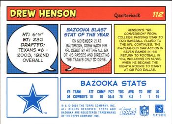 2005 Bazooka - Blue #112 Drew Henson Back