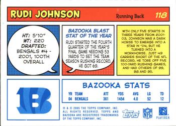 2005 Bazooka - Blue #118 Rudi Johnson Back