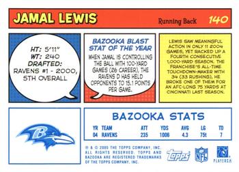 2005 Bazooka - Blue #140 Jamal Lewis Back