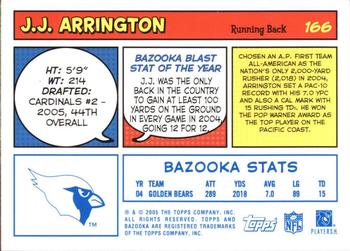 2005 Bazooka - Blue #166 J.J. Arrington Back