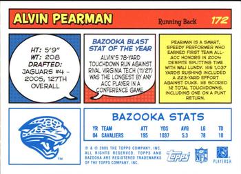 2005 Bazooka - Blue #172 Alvin Pearman Back