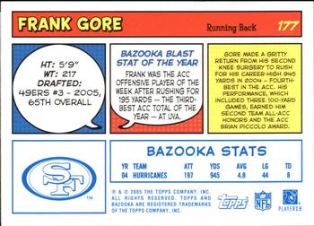2005 Bazooka - Blue #177 Frank Gore Back
