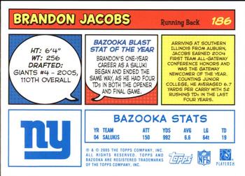 2005 Bazooka - Blue #186 Brandon Jacobs Back
