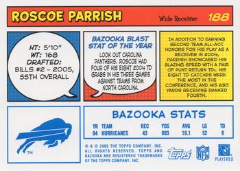 2005 Bazooka - Blue #188 Roscoe Parrish Back