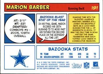 2005 Bazooka - Blue #191 Marion Barber Back