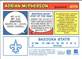 2005 Bazooka - Blue #204 Adrian McPherson Back