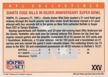 1991 Pro Set - Super Bowl XXV NFL Collectible #XXV Super Bowl XXV Back