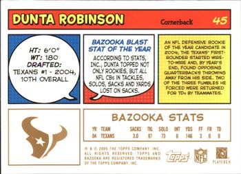 2005 Bazooka - Gold #45 Dunta Robinson Back