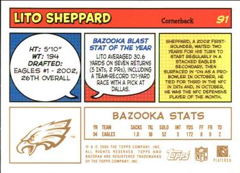 2005 Bazooka - Gold #91 Lito Sheppard Back