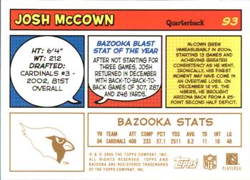 2005 Bazooka - Gold #93 Josh McCown Back