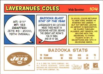 2005 Bazooka - Gold #104 Laveranues Coles Back