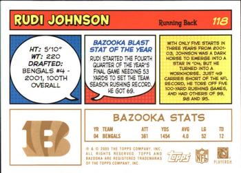 2005 Bazooka - Gold #118 Rudi Johnson Back